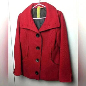 SOÏA & KYO women Pea  Coat red color size small Made in Canada Wool+Nylon